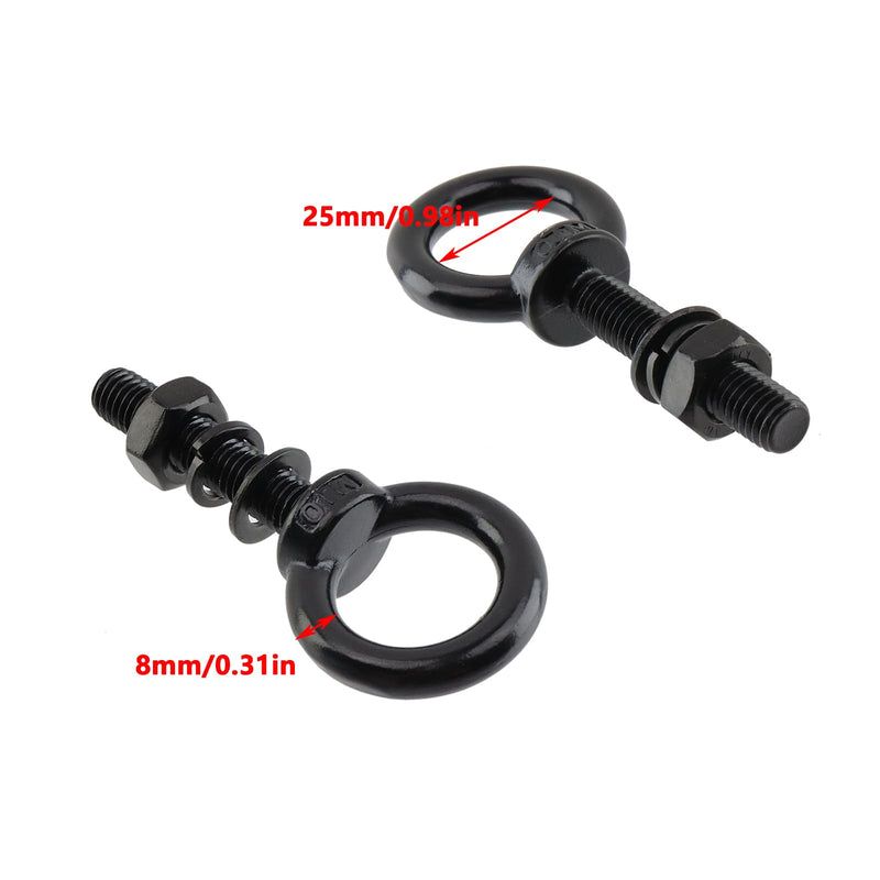 Antrader Lifting Shoulder Eye Bolts, M10 Stainless Steel Machinery Shoulder Lifting Eye Bolt with Lock Nuts,Lock Washers,Flat Washers,M10 x 50mm,Black,6 Sets M10 x 50mm