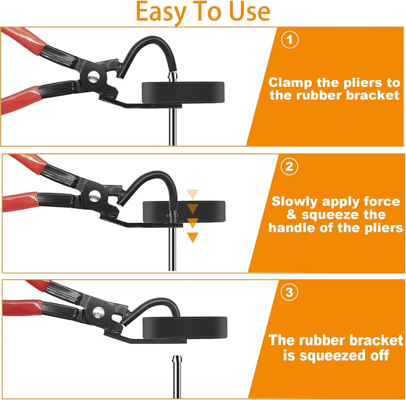 Exhaust Hanger and Rubber Bracket Separation Exhaust Pliers and 4 Hole Exhaust Hanger Rubber Kit, Universal Exhaust Insulators Muffler Hangers Removal Tool