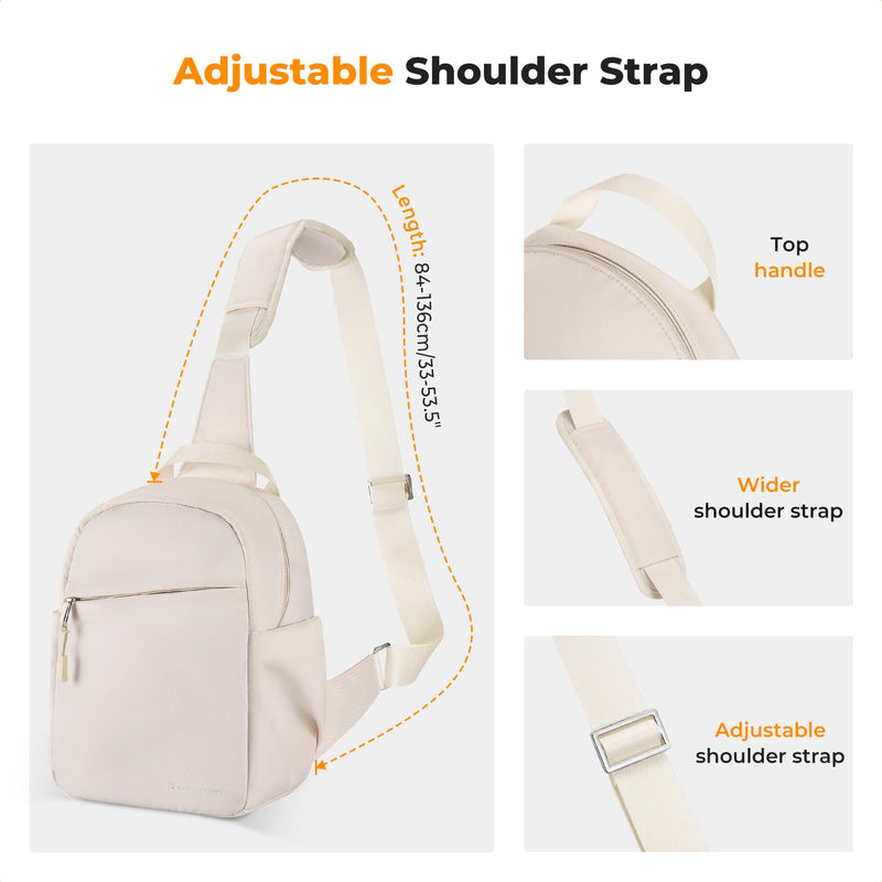 K&F CONCEPT Camera Sling Bag, Compact Crossbody Bag for DSLR Mirrorless | Lightweight Fabric, with Tripod Holder, Quick Access & Custom Dividers, Men & Women, for Sony Canon Nikon, Beige, BS06 Beige-01 Sling Bag-5L