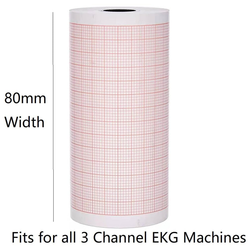 10 Rolls Premium ECG Paper EKG Paper for 3 Channel ECG Machine, Fits for Edan SE-300,SE-3 and SE-301, fits for CONTEC ECG300G and ECG-600G, fits for Biocare iE 300 and iE3 80mm x 20m Millimeters