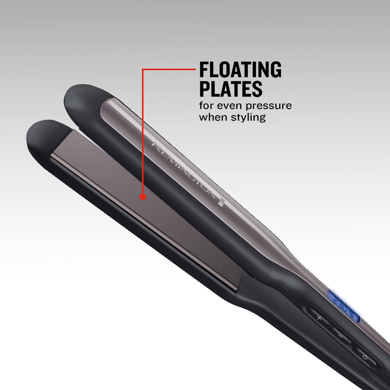 Remington Hair Straightener Advanced Ceramic coating for Sleek & smooth glide, Wide longer length 110mm floating plates, Digital display, Heat proof pouch, Up to 230°C, S5525 Black Grey | Digital Display, Heat Proof Pouch, Up to 230°C Max Temp, S5525 M...