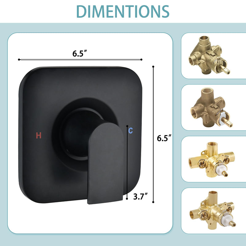 Trim Kit Compatible with Moen Shower Faucet (Valve& Catridge Not Inclued), Volume and Temperature Control Level Handle, Matte Black