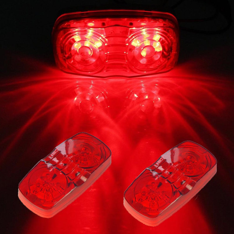 NEW SUN 4 Pcs Amber & Red 10 LED Trailer Side Marker Light, Bullseye/Tiger Eye/Double Bubble Clearance Light, 12V 4x2 Rectangular LED Light Surface Mount for Camper, Trucks, Rvs 2*Amber+2*Red