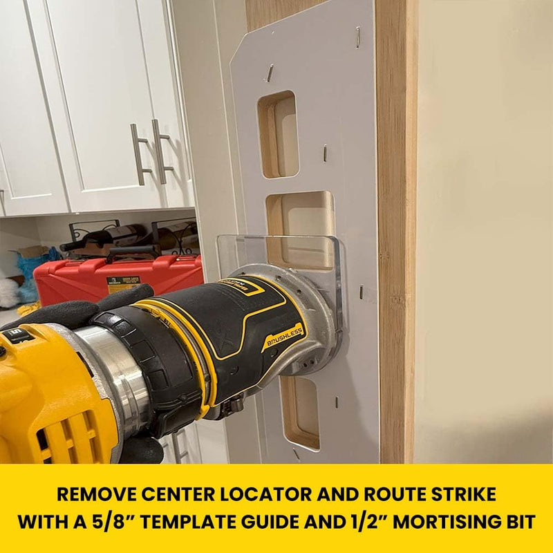 Big Horn 70159 Multi-Strike 4-Pocket Mortising Template – Precision Router Jig for Door Jamb Strike Plates and Deadbolts, 1" × 2-1/4" and 1-1/8" × 2-3/4" Pocket Sizes, Bamboo Construction