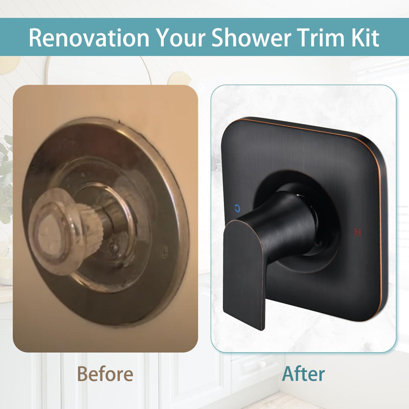 Trim Kit Compatible with Moen Shower Faucet (Valve& Catridge Not Inclued), Volume and Temperature Control Level Handle, Oil Rubbed Bronze
