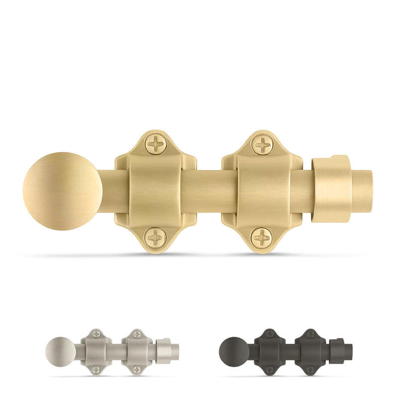 Mega Handles Dutch Door Bolt - 4 Inch Heavy Duty Slide Bolt Latch, Easy to Install Slide Latch for Dutch Doors, Suitable Slide Bolt for Toy Boxes, Cabinets, Pantry Doors and More - Satin Brass 1 Pack