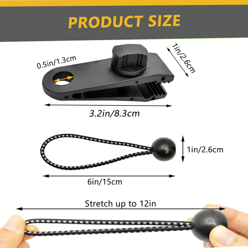 Tarp Clips Heavy Duty Lock Grip, 20 Pack Tarp Clamps Bungee Cord Clip, Fit for Tent Awnings Caravan Canopies Car Cover Swimming Pool Cover Fasteners Clips