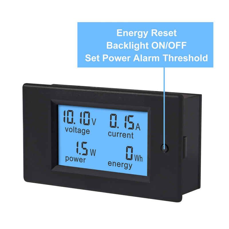 DC 6.5-100V 0-100A 12V 24V 36V 48V 60V 72V Volt Amp Watt Meter LCD Display Digital Current Voltage Power Energy Meter Multimeter Ammeter Voltmeter with 100A 75mV Current Shunt Pack of 2 DC 6.5-100V 0-100A