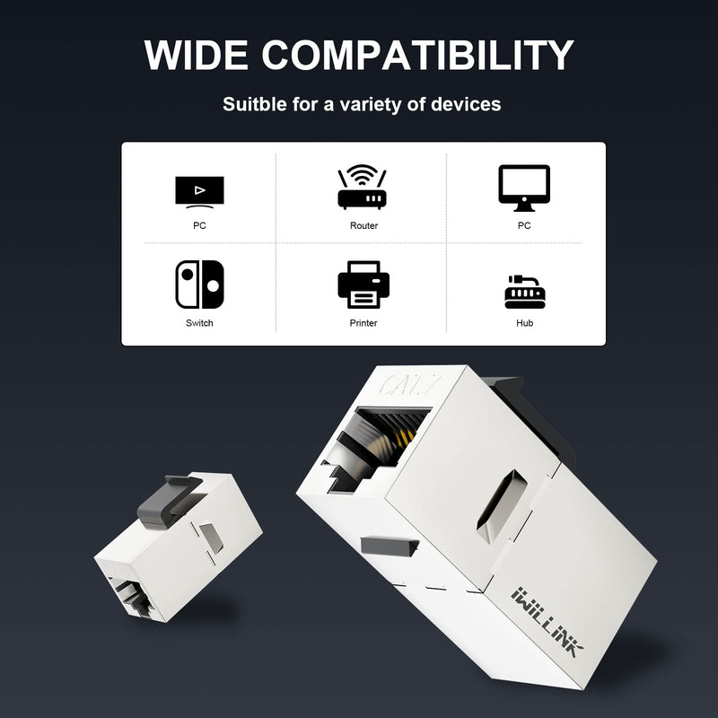iwillink 10Gbps CAT7 Coupler RJ45 Keystone Shielded Coupler 25-Pack, Ethernet Coupler, Female to Female Keystone Jack, STP Keystone Insert for Cat7/Cat6a/cat6/cat5e Cable 25 Pack Cat7