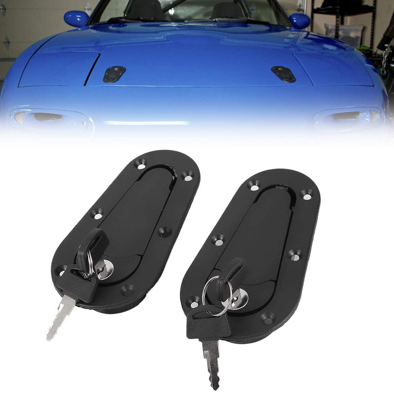 Flush Hood Latch and Pin Kit - Black，Universal Racing Car Hood Pin Engine Bonnet Latch Lock Kit