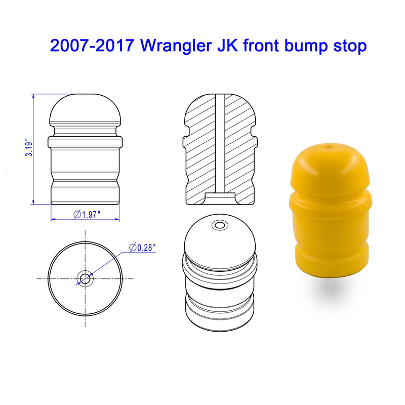 JK Front Bump Stops Compatible with Wrangler JK JKU 2007-2018 (Pack of 2) JK Front bump stop