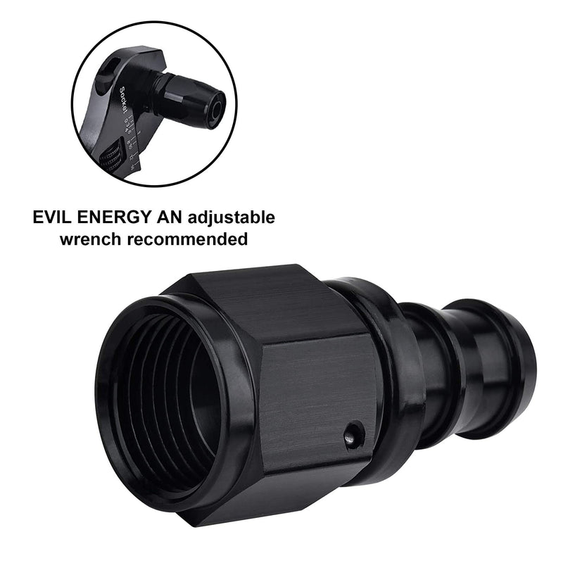 EVIL ENERGY 6AN Straight Push Lock Hose Fitting End Black 4PCS
