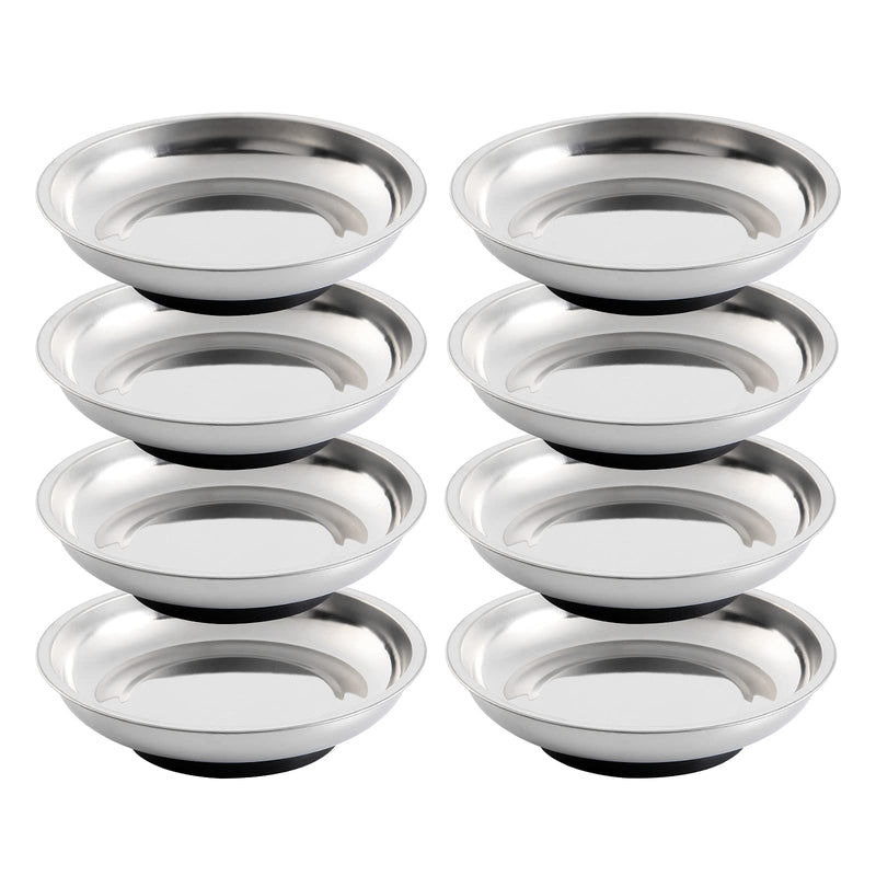 8 Pieces 3” Round Magnetic Bowl Trays Set Stainless Steel Magnet Tool Tray Parts Holder for Screws, Sockets, Bolts, Pins, Mechanic's and Automotive 8 Pieces 3" Bowl