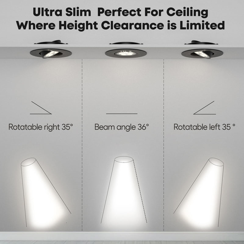 Acegoo Swivel RV Light Recessed Puck Light 12V LED Spotlight RV Interior Light, 36° Beam Angle Vertical 70° Adjustment,Full Aluminum Downlights,Diameter 2-3/4 Inch(Black/3000K 2Pcs) 2-Pack Black 3000K