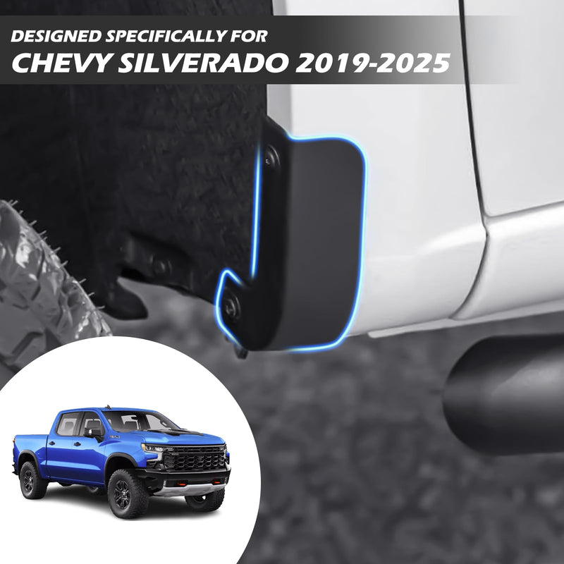 Mud Flap Delete Fit for Chevy Silverado 2019-2025,Mud Guards Mudflaps Delete Compatible with Chevrolet Silverado 1500 Accessories 2019-2025 black