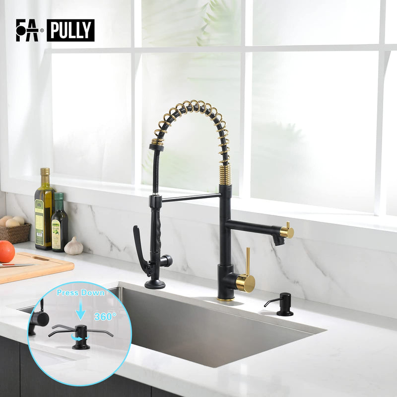 Fapully Built in Soap Dispenser,Stainless Steel 17OZ Dsih Soap Dispenser or Lotion for Kitchen Sink Matte Black