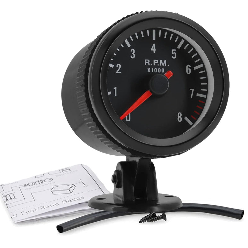 Universal 2" Tachometer 8000 RPM Meter with Gauge Holder for 12V Gasoline Car Engine 1-8 Cylinders