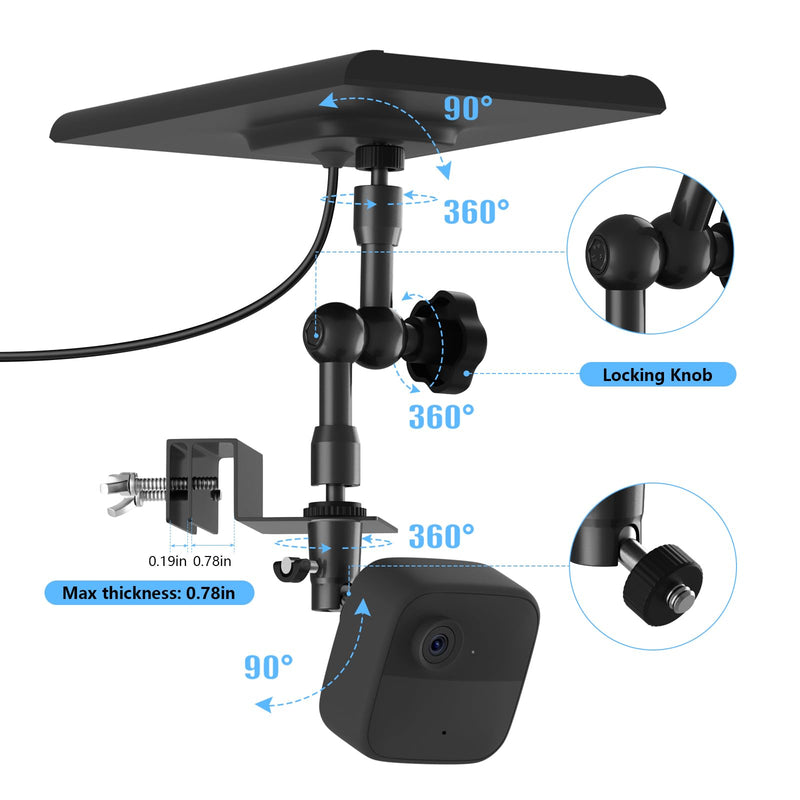 2-in-1 Weatherproof Gutter Mount for Blink Outdoor (3rd Gen), Blink Outdoor 4(4th Gen) and Blink Solar Panel, Adjustable No Drilling Wall Mount, Perfect Angle to Get Maximum Solar Power (Black)