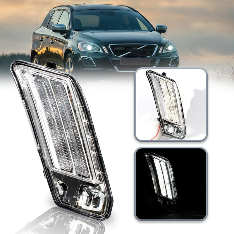 LED DRL Daytime Running Light Lamp Fit for Volvo XC60 2010 2011 2012 2013 | Plastic | with bulbs | Volvo XC60 accessories,Replace for VO2521112 31290874(Right Side) Right Side