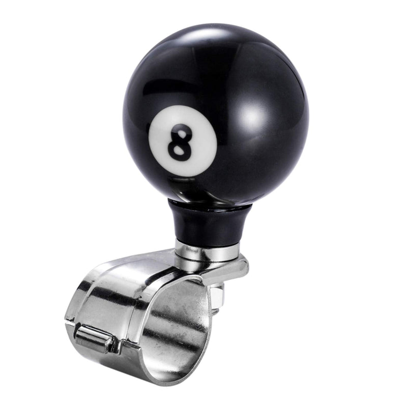 Arenbel 8 Ball Steering Wheel Assist Booster Grip Handle Turning Control Spinner Suicide Knob Fit Most Vehicles Cars Trucks Boats, Black Black 8 ball