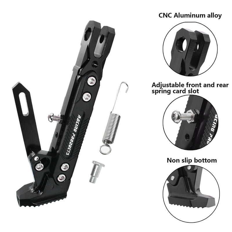 Universal Motorcycle Kickstand Adjustable Foot Side Support Parking Kickstand for Electric Motorbike Parking Foot Side Support Stand (Black) Black