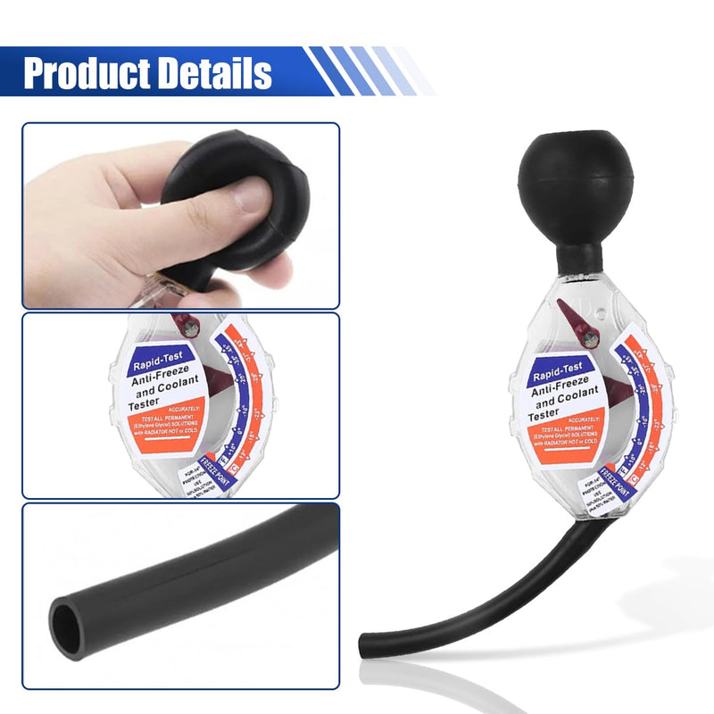 Antifreeze Coolant Tester, High Accuracy Dial Type Coolant Hydrometer Testers, Universal Car Battery Liquid Densitometer Automotive Antifreeze Tester 6/12/24V for Ethylene Glycol Coolant