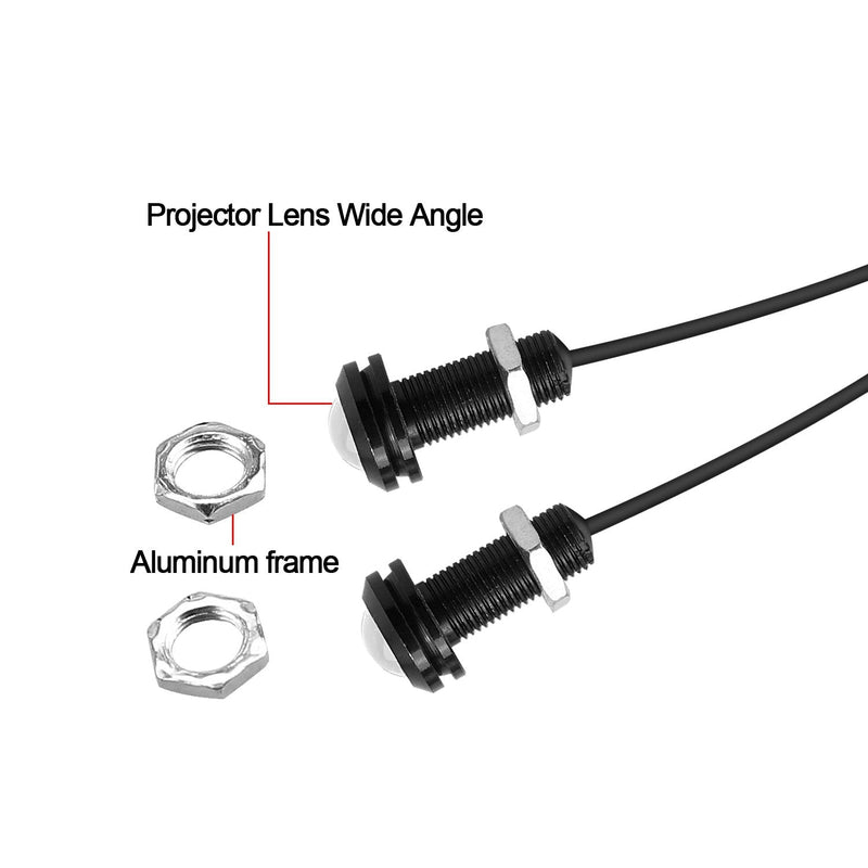 LEADTOPS 10Pcs 18mm 12V Eagle Eye LED Car Fog DRL Daytime Running Light Backup Reverse Tail Rock Lights Small bulb (White, Black Case) White light