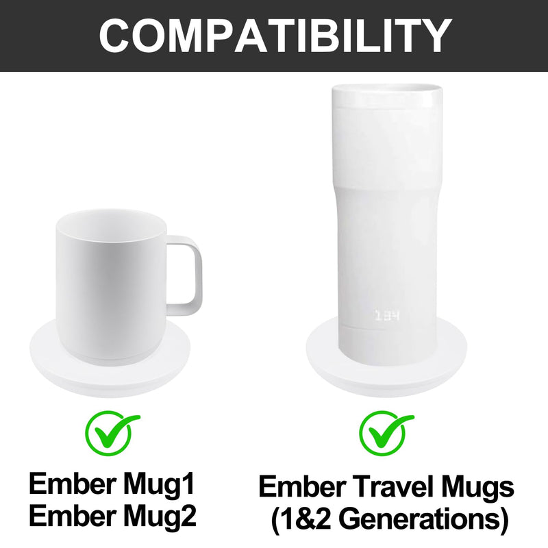 Charging Dock for Em/BER Smart Mug 2&1(Cup and Charger Not Included) | Temperature Control Cup Charging Station | Replacement Charger Coaster for Em/ber Travel Mug Accessories - White