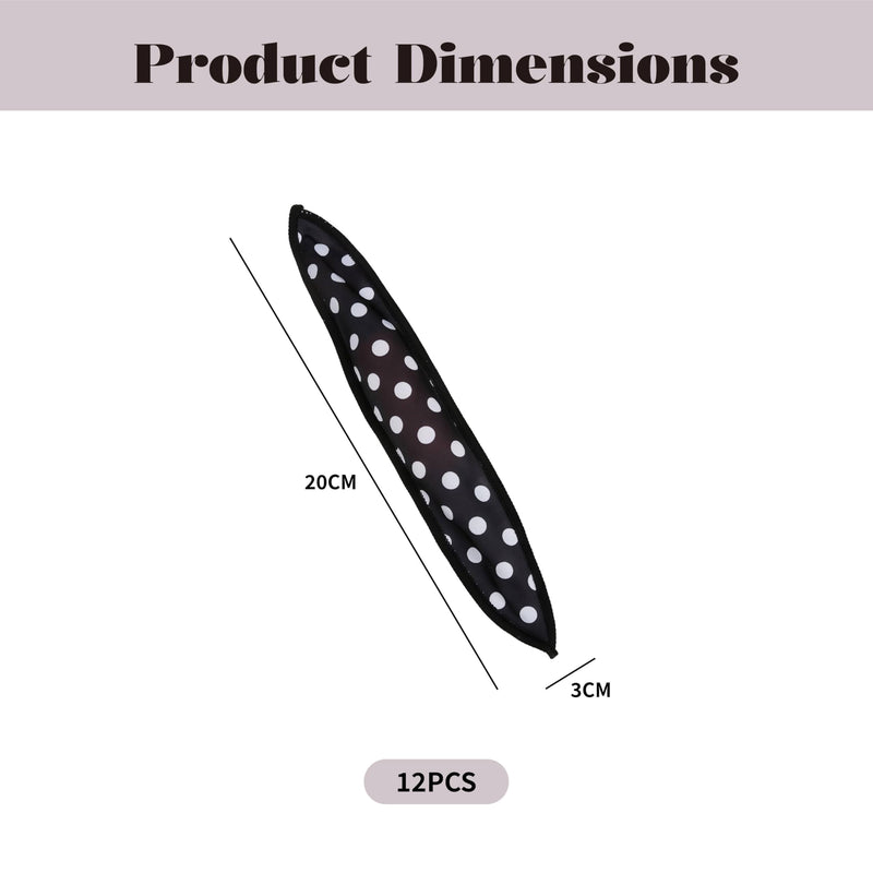 12PCS No Heat Hair Curlers, Curlers Heatless (Black Polka Dots) | Soft Satin Sponge Rollers for Long Short Hair, Heatless Curlers Overnight, Wave Formers for Natural-Looking Pillow Soft Curls