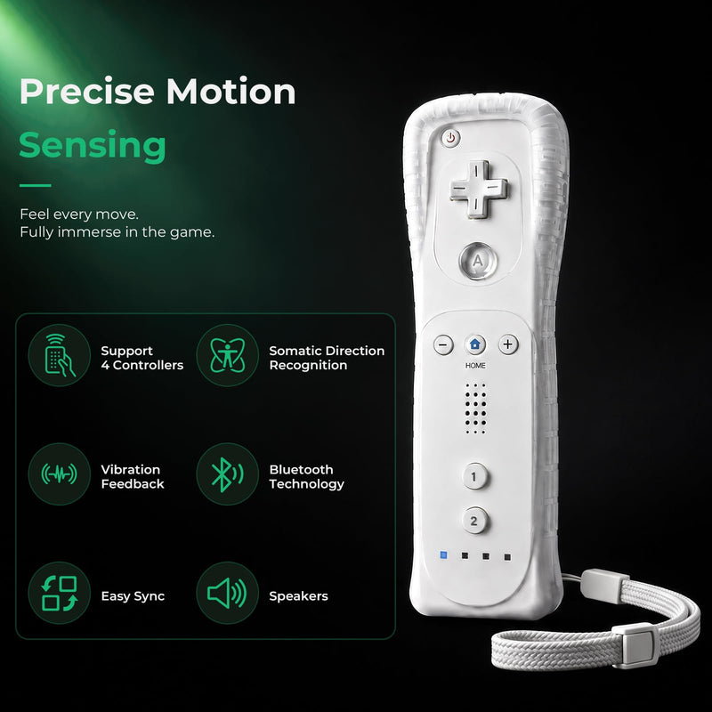 NSTNEFD Remote Controller for Wii & Wii U | Remote with Silicone Case and Wrist Strap (2 Pack, White)