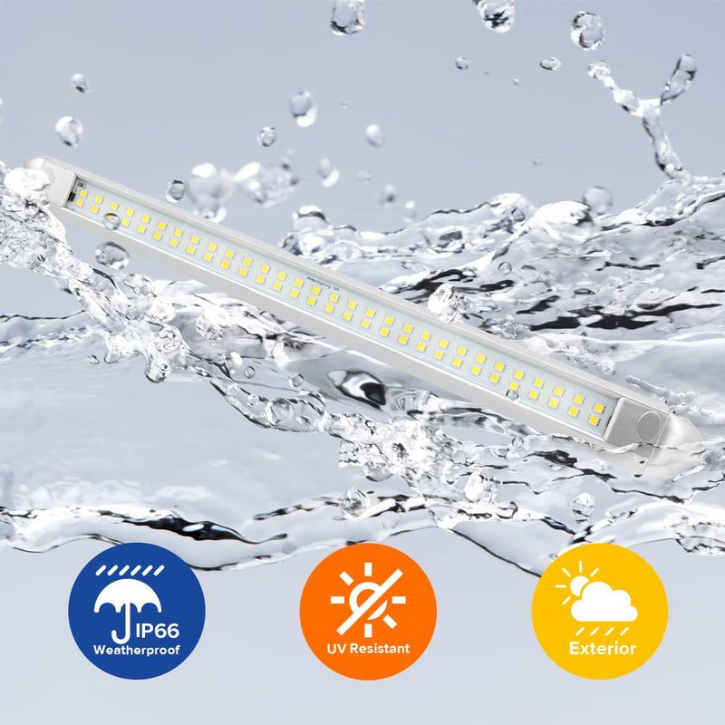 Dream lighting 12V Waterproof Awning Lights RV Exterior LED Porch Camping Light Bar 13W 800 Lumens Cool White Lighting Silver Shell 21.65inch 22 inch-Silver housing