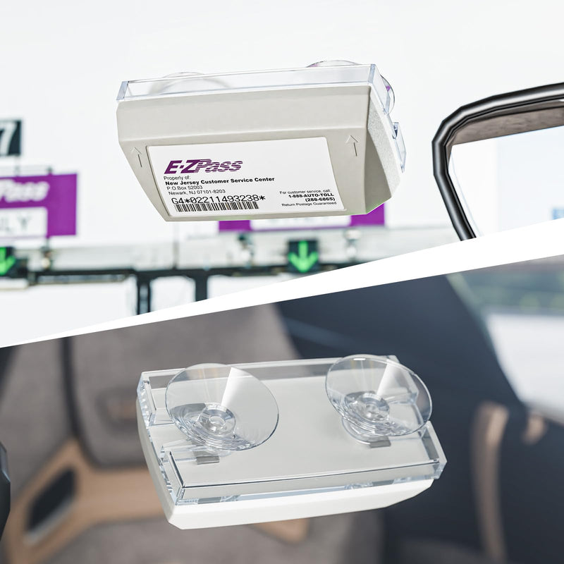EZ Pass Holder for Windshield Fits All Major, Toll Pass Transponder Holder for Most US States, Ezpass Holder with Mounting Strips & Suction Cups