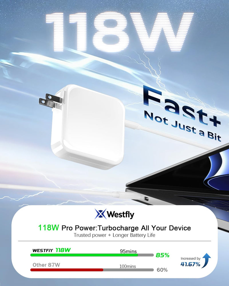Mac Book Pro Charger 118W USB C Fast Charger Compatible with MacBook pro/Air, M1 M2 M3 M4 M5 ipad Pro 13 14 15 16 inch 6.6ft Charge Cable | Compatible with MacBook pro/Air, M1 M2 M3 M4 M5 ipad Pro 13 14 15 16 inch 6.6ft Charge Cable white2