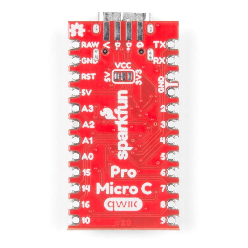SparkFun Qwiic Pro Micro - USB-C (ATmega32U4) - Compatible with Arduino Development Board 5V/16MHz microcontroller AP2112 3.3V Voltage Regulator Castellated PTH pin Pads Reset Button Maximum 6V Input