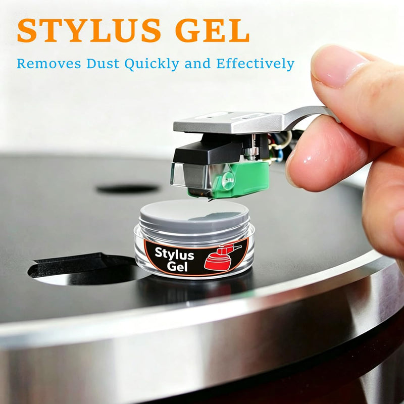 Stylus Gel & Brush Anti-Static Record Cleaner Kit, Reusable Cleaning Gel Bubble for Turntable, Remove Dust & Restore Sound Quality for Vinyl Record Players