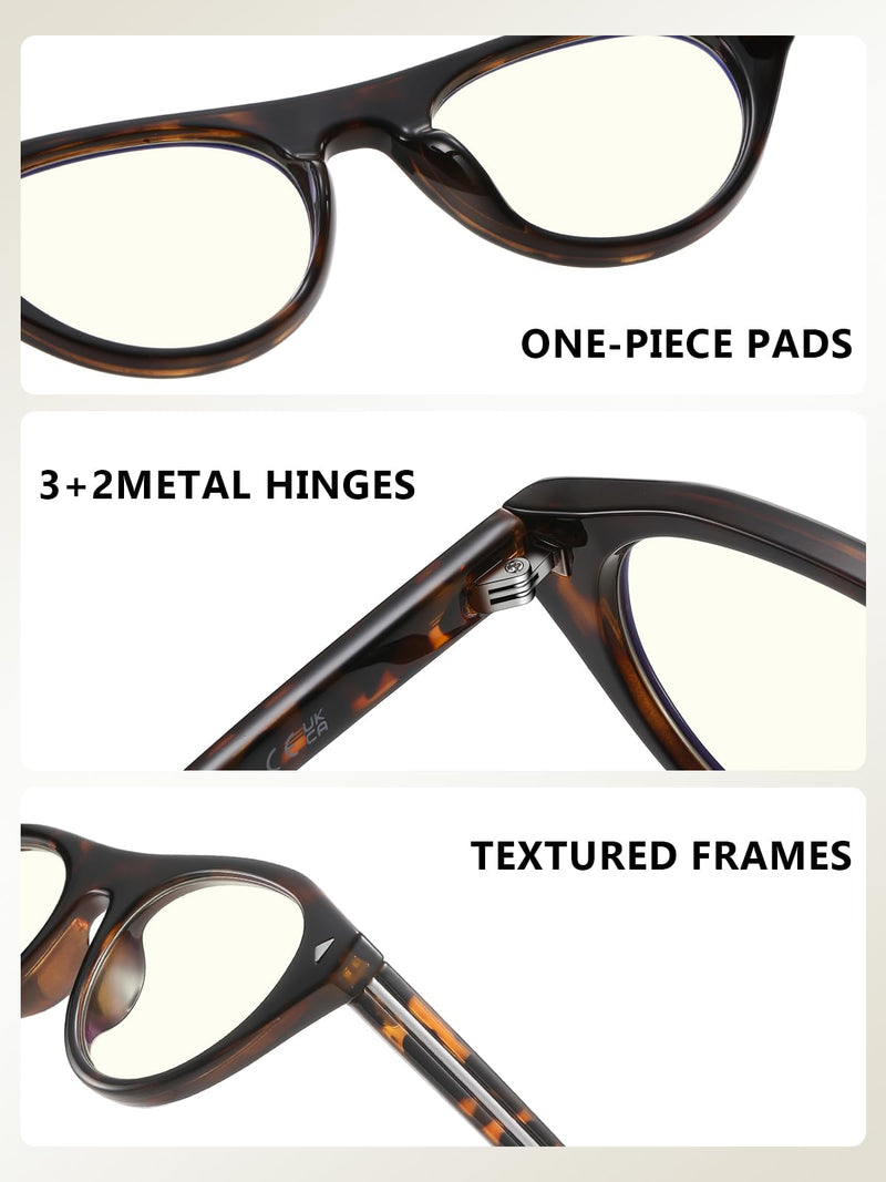 kimorn Small Oval Blue Light Glasses for Women Men Y2K Clear Frames | Retro, Blue Light Blocking, Clear Lens, Lightweight 21g, Gaming Tortoise
