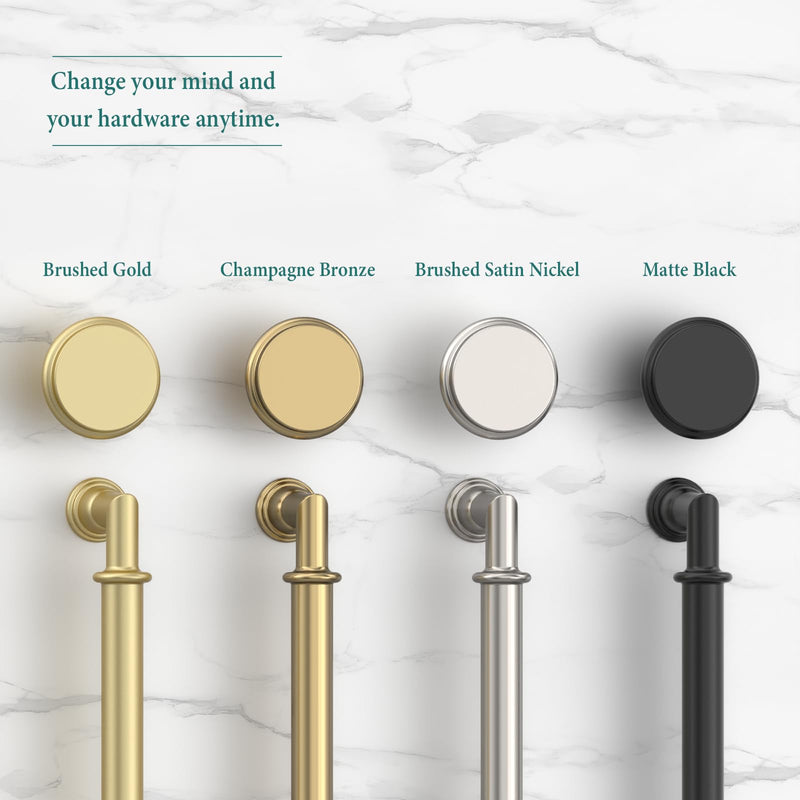 Amerdeco 10 Pack Brushed Gold Cabinet Knobs 1.3 Inch(32mm) Single Hole Zinc Solid Kitchen Cabinet Handles Round Cabinet Drawer Pulls 1.3"/32MM Single Hole