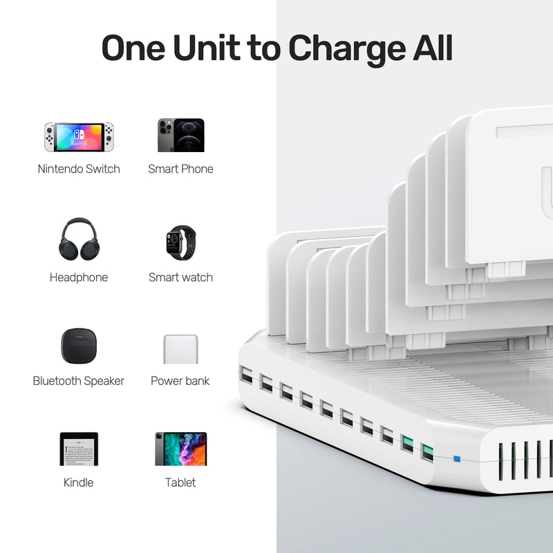 [Bundle] Unitek 96W 10-Port Charging Dock with 2 Quick Charge 3.0 and 11 Detachable Dividers