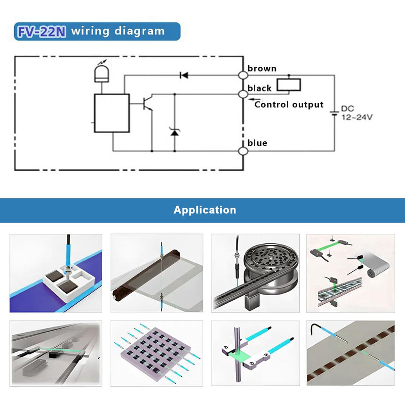 FV-22N Fiber Optic Amplifier, Fiber Optic Sensor Proximity Switch; Long Distance Optical Communication Diffusion Induction Photoelectric sensors; Comes with Instruction Manual Regular FV-22N 1