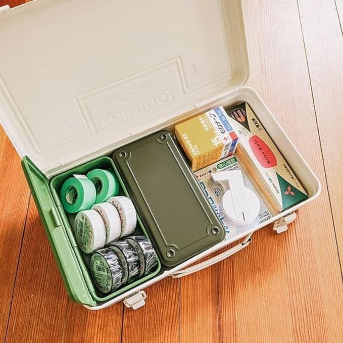 sugimura-ya TOYO Steel Tool Box T-190 SE (Summer Emerald Green) H7.99×W4.29×D2.20inch Steel Trunk For Pegs, Metal fittings, Pen, Accessory, And Utility Knife Made In Japan