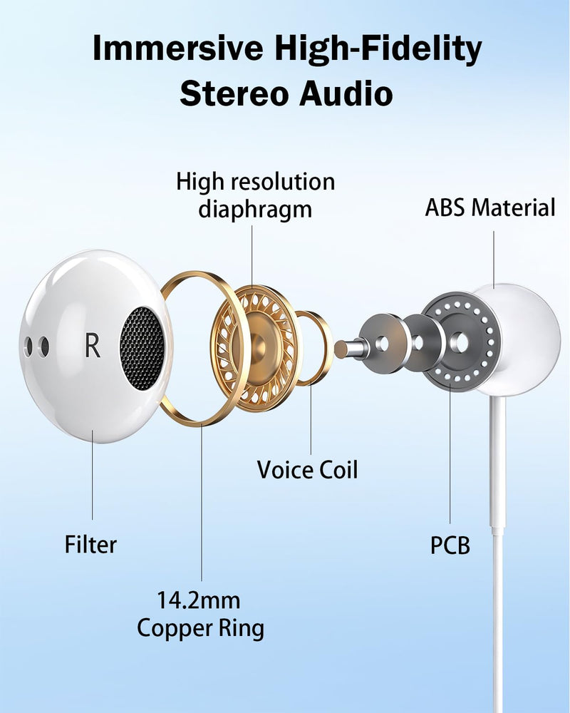 [Apple MFi Certified] Lightning Earbuds for iPhone, 2-Pack Wired Headphones | Bluetooth Connection; Built-In Remote and Mic for Music, Calls and Volume; Compatible with iPhone 14/13/12/11 Pro Max L-Ivory White