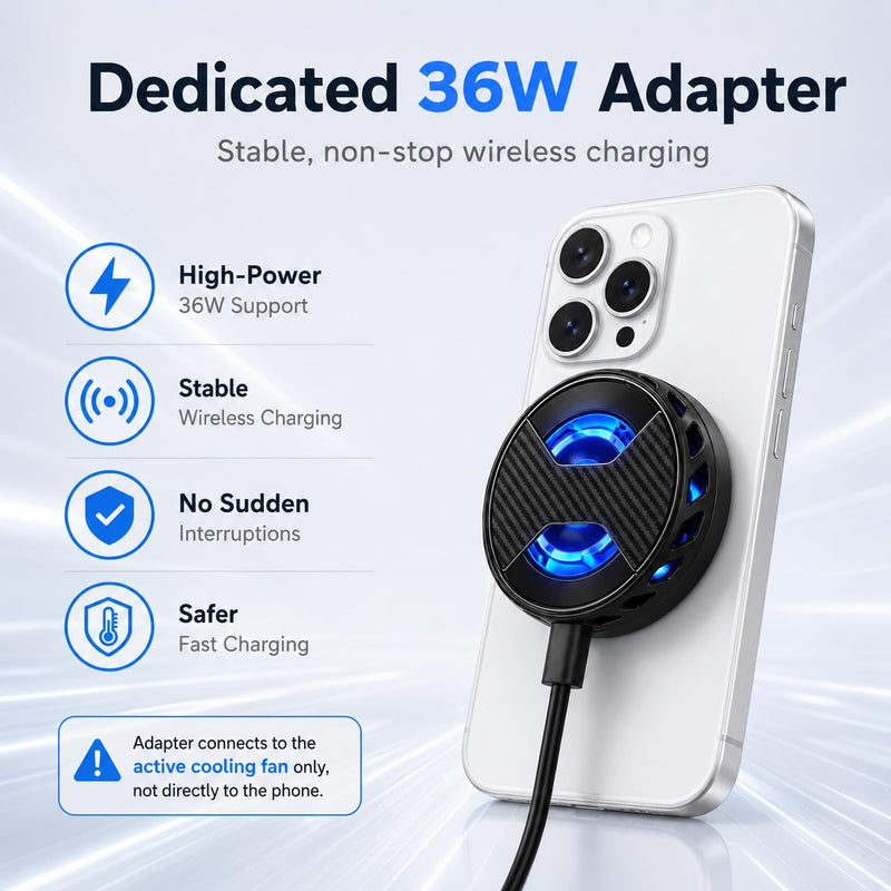 Magnetic Phone Cooler, Lightweight Portable RGB Cooler | with Wireless Fast Charging