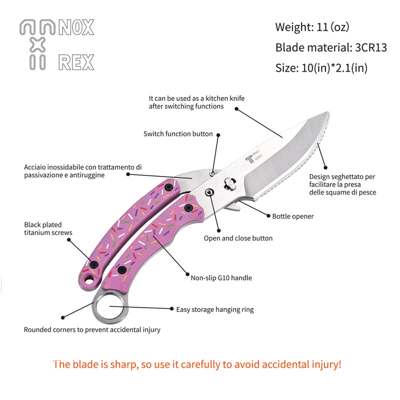 Heavy Duty Kitchen shears, all Purpose shears for food, Poultry Scissors, Stainless Steel Kitchen Scissors for camping, baking G10 Donut Pink