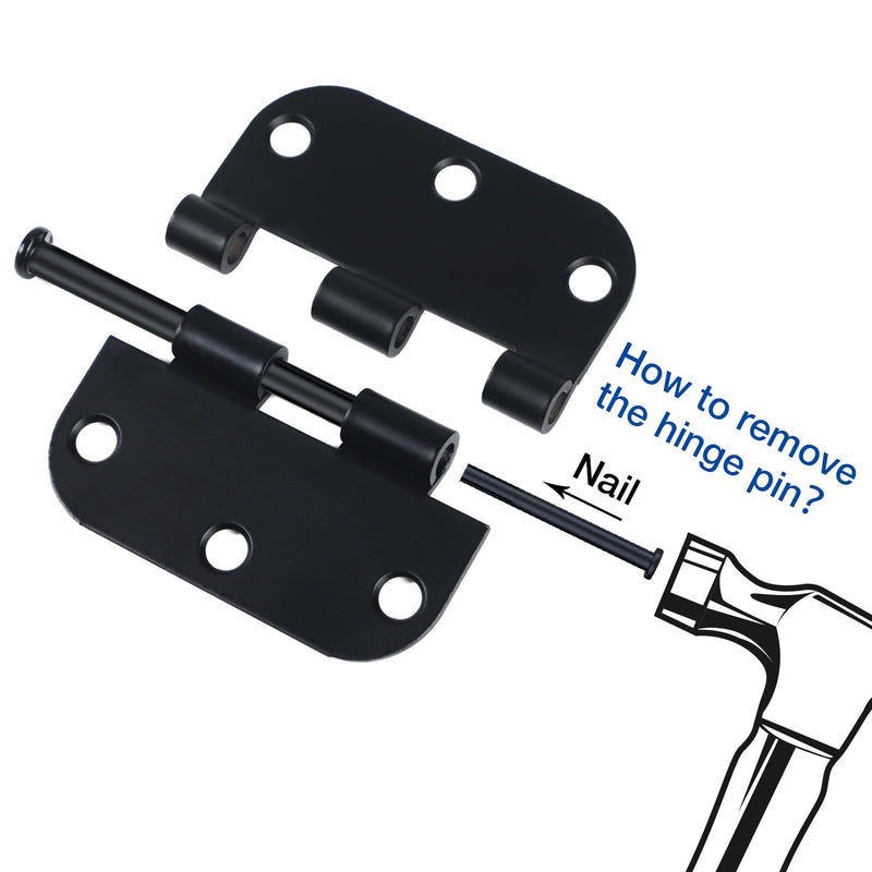 6 Pack 3 Inch Hinges Rounded Matte Black Door Hinges Interior Door Hinges Black Matte 3 Inch Door Hinge 5/8" Radius Cowshed, Byre, Cattle Hinges for Doors 3 "x 3" Hardware Controls 6 Pack-no squeak