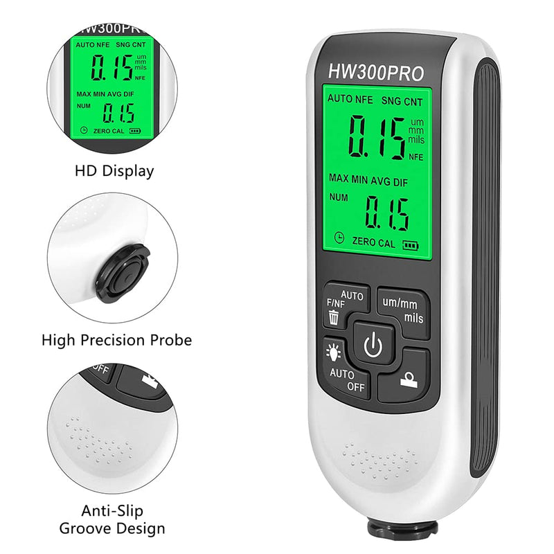 EMVANV Paint Thickness Gauge, Digital Meter Probe Paint Thickness Gauge Zero Calibration Digital Display Car Coating LCD(White) White