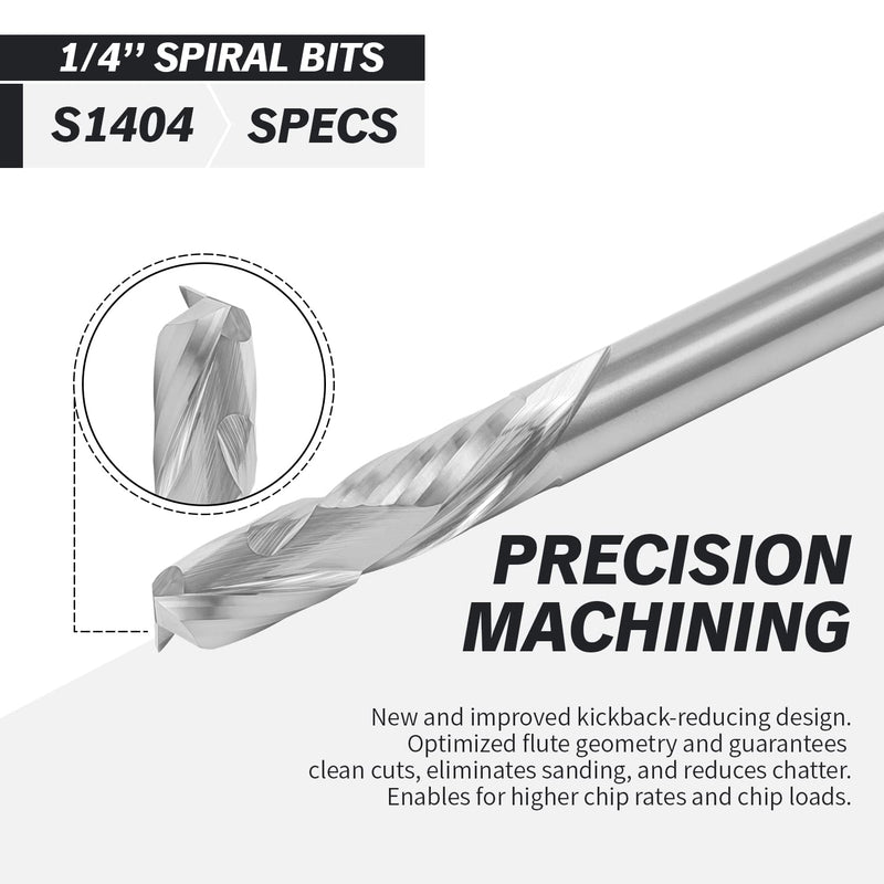 ZahyoX 1/4 Inch Shank Compression Spiral Router Bit, 2 Pack Set, CNC End Mill for Wood, 1/4 Dia x 1 CL x 2-1/2 OVL 1"CL Pack of 2