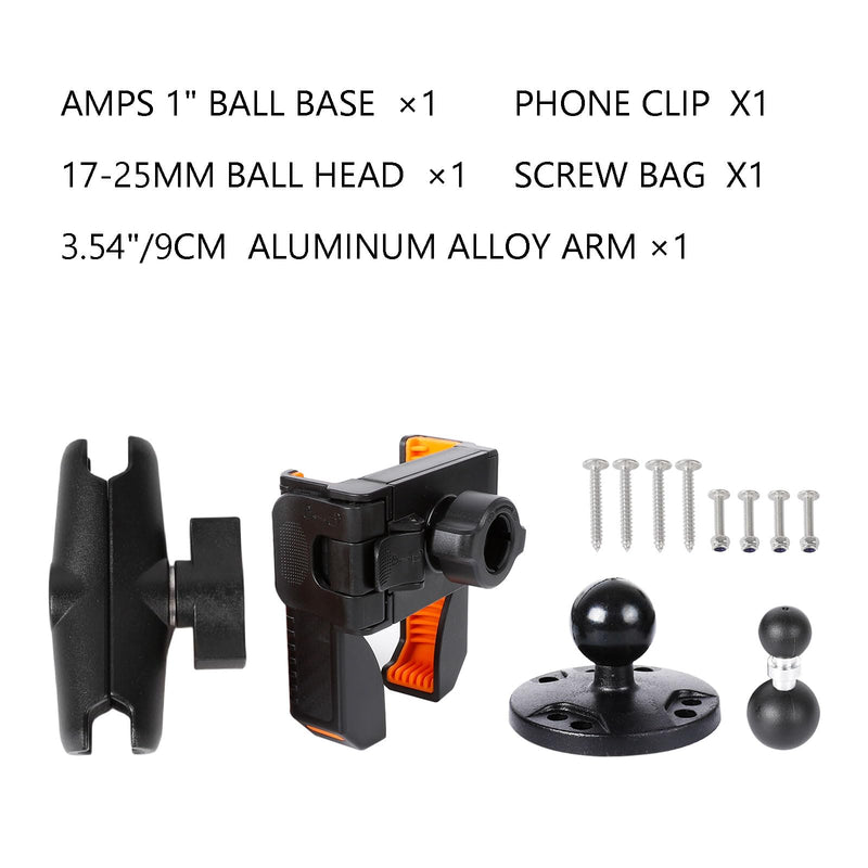 xik Phone Mount Holder for Boat Kayak Car Truck UTV - Round AMPS Base, [1s Lock & Release][360° Adjustable], Fits 4.7"-7.2" Phones, Heavy Duty, Wall Mount Medium style