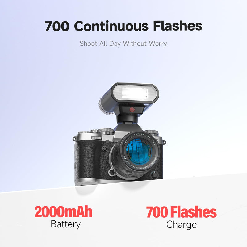 PHOTOOLEX Mini Camera Flash,GN 16, 10 Power Levels Mini Manual Flash for Canon/Sony zv1/Sony zve10 /Ricoh gr3/Fuji f1-230 Full-Power Flashes/6500K±200K/1.5S Recycle