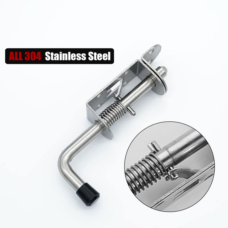 JQK Spring Loaded Latch Pin, 304 Stainless Steel Barrel Bolt Thickened 2mm Door Lock, 5 Inch Brushed Finished(4 Pack), HSB300-P4 5Inch - 4Pack