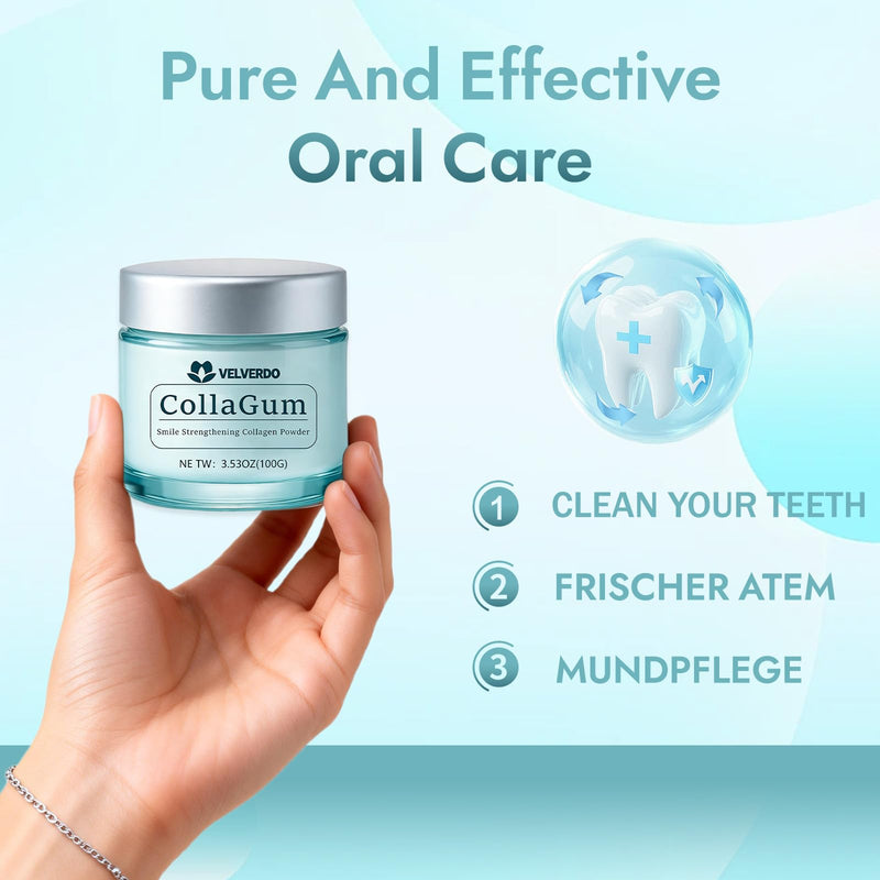 Velverdo Collagen Tooth Powder, Collagen Tooth - Hydroxyapatite Toothpaste Powder, Strengthens Enamel & Gums, Natural Oral Care Formula (1pc) 1pc